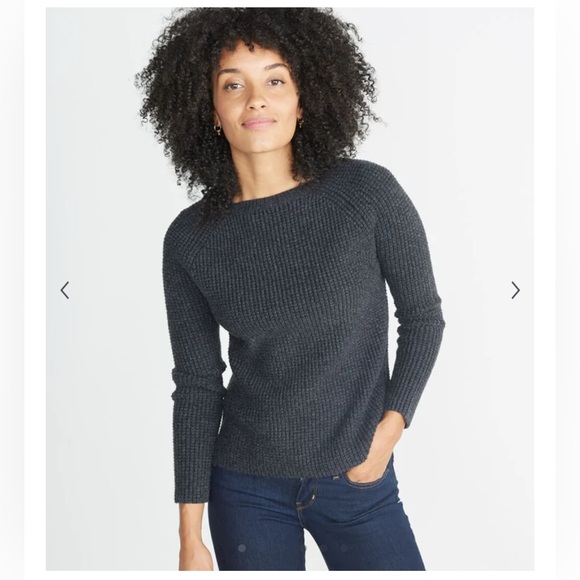Marine Layer $125 Aspen Knit Sweater Jet Heather Gray Textured Wool Women’s XS - Picture 1 of 9
